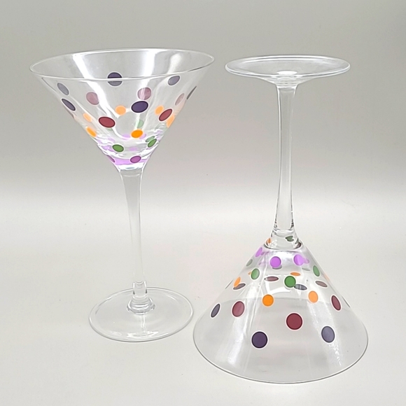 Pampered Chef Martini Glasses, Set of 2, Polka Dot Retired Design - Picture 4 of 4